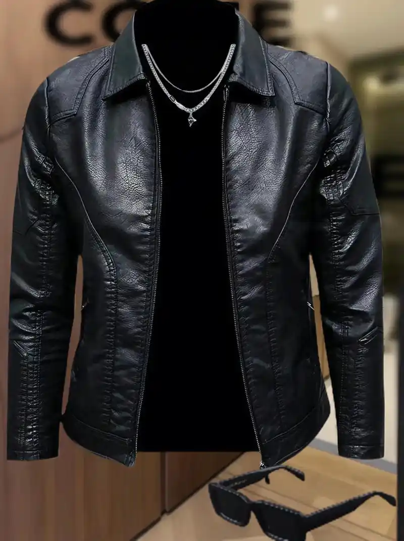 啄木鸟男士春秋帅气皮夹克 男神们,这款皮衣采用pu材质,宽松 - 抖音