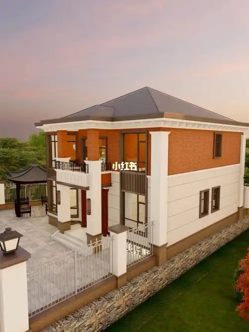 农村二层别墅要求带院子和独立车库安排