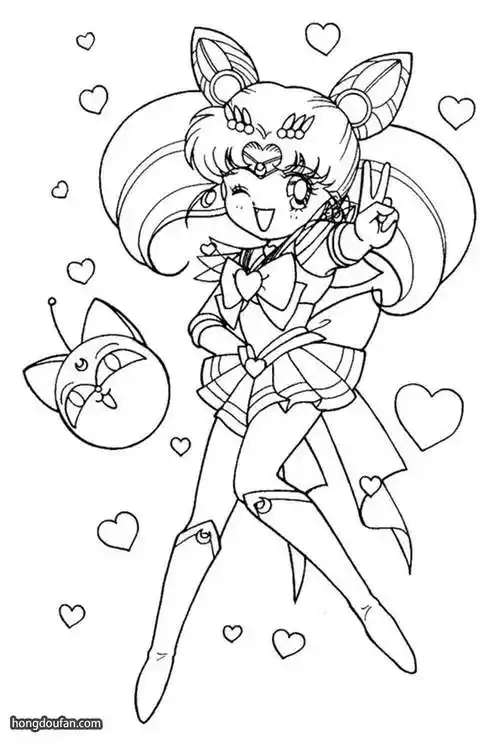 10张女孩子们最喜欢的美少女战士月野兔公主涂色简笔画大全-红豆饭小