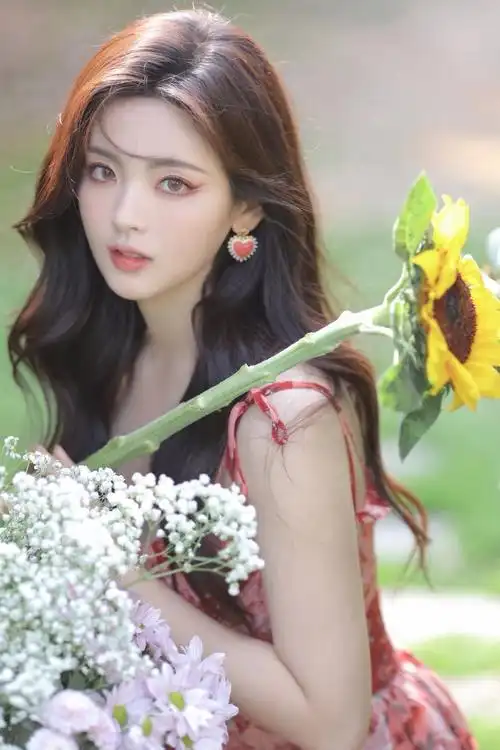 杨超越吊带红裙写真曝光红色眼妆又娇又媚