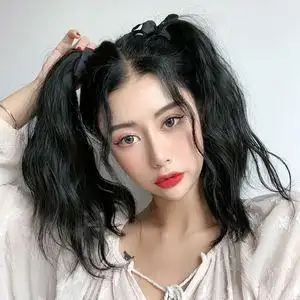 双马尾假发烫发绑带式假发片可扎马尾lolita水波纹长发女微卷辫子