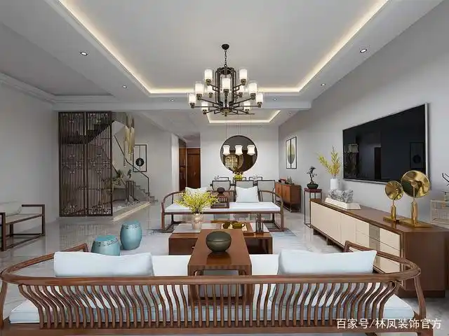 林凤孔雀城花涧墅155平新中式风格沈阳装修效果图