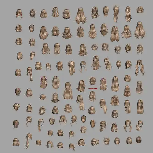 maya头发模型库500个现代女性人头发型高精度带贴图3dmax