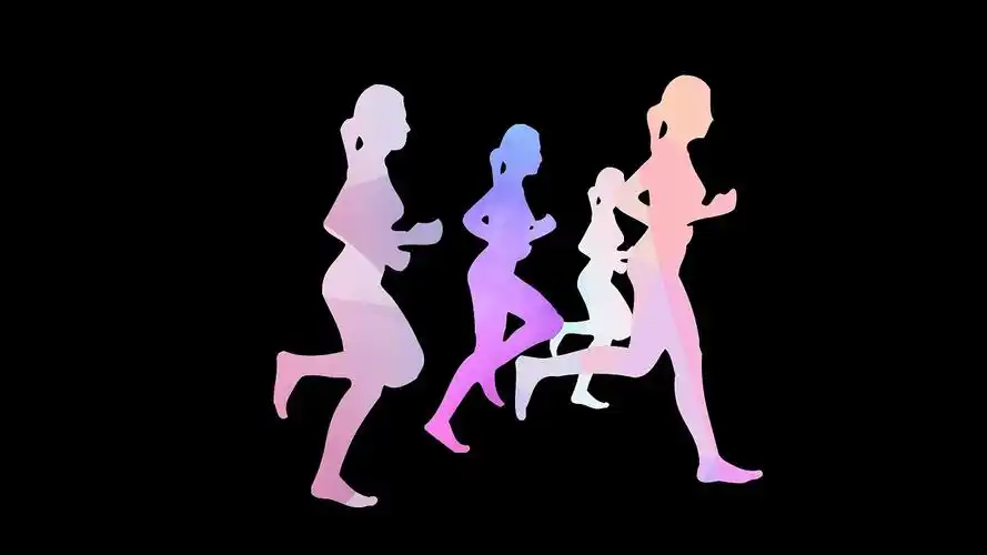 4k彩色人跑步奋进寓意动态视频素材跑步人物