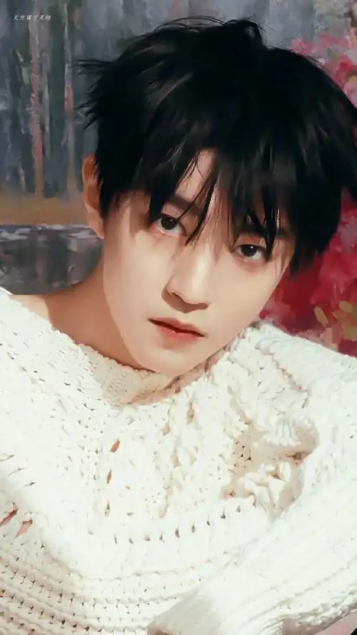 王俊凯白色镂空毛衣造型