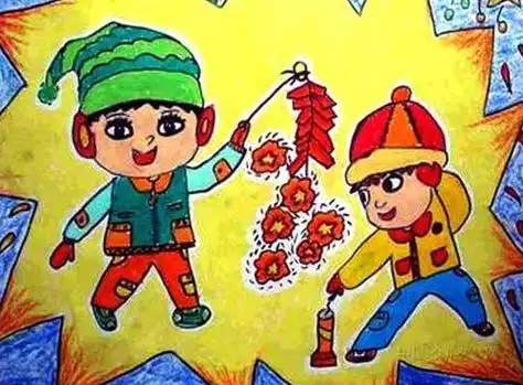 查字典幼儿网儿童画春节儿童画,2015羊年春节儿童画 喜庆过春节,彩