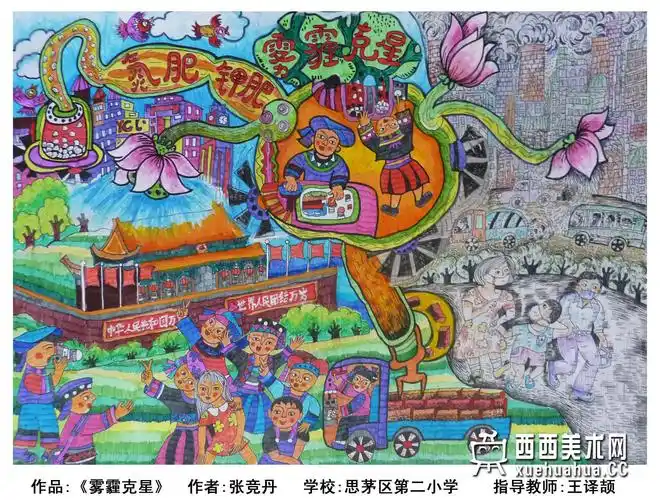 二等奖小学生获奖科幻画《雾霾克星》欣赏