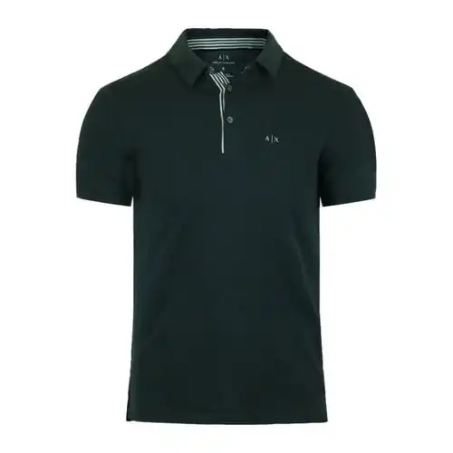 armani exchange/阿玛尼奢侈品男装 内衬条纹领短袖polo衫半截袖男