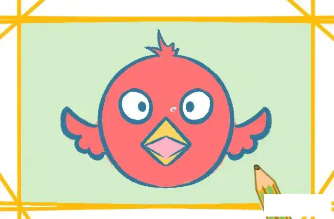 红色的小鸟上色简笔画图片教程