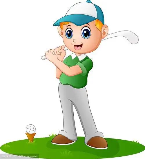 卡通男孩打高尔夫