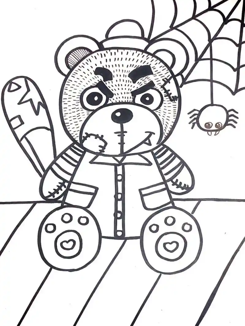 小熊线描 #线描# #黑白线描# #熊线描##动物线描