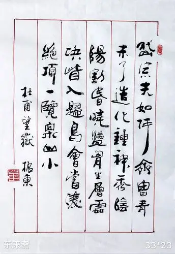 崔振东名家书法真迹公司定制礼品客厅字画茶室毛笔字《杜甫望岳》