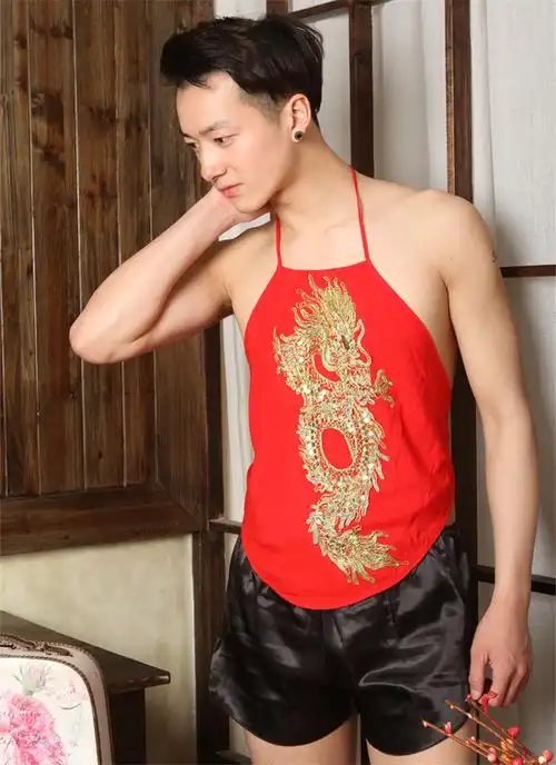 成人男士女士本命年纯棉红肚兜情侣套装结婚新娘肚兜