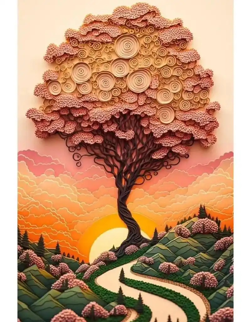 风景衍纸画.#衍纸画#壁纸 - 抖音