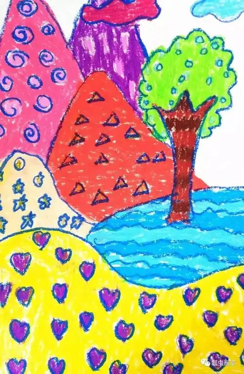 有写生的感觉,色彩对比鲜明,再干净点就更棒了.(七岁)