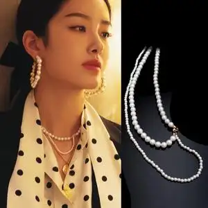 杨采钰同款珍珠项链年轻款时尚2020年新款短锁骨链女双层法式复古