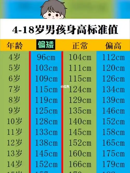 418岁男孩身高标准表