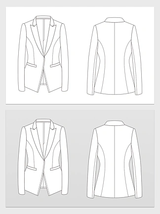 戗驳领女西装矢量图