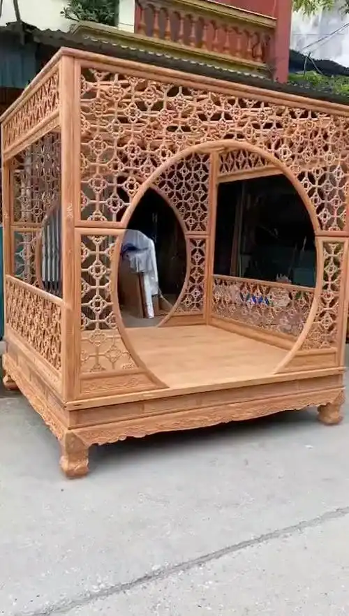 缅花大果紫檀月洞床