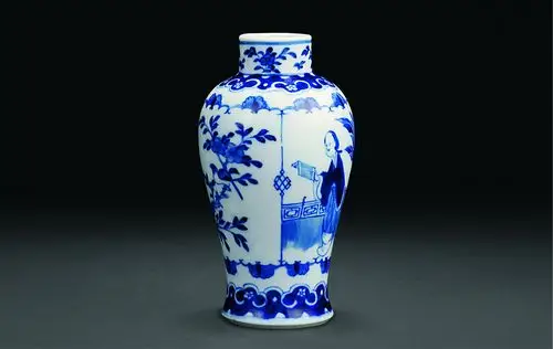 康熙年制款 青花人物读书图花瓶作品成交价:流拍,作品拍卖成交记录