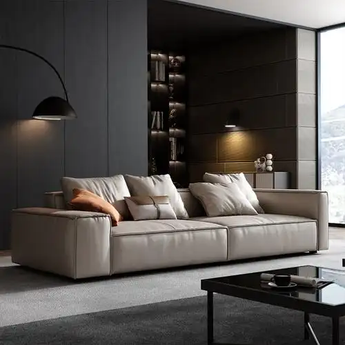 全友家居官方豆腐块意式极简真皮沙发头层牛皮直排小户型简约现代