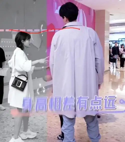 由于两人身高差异,李一桐经常需要借助苹果箱.