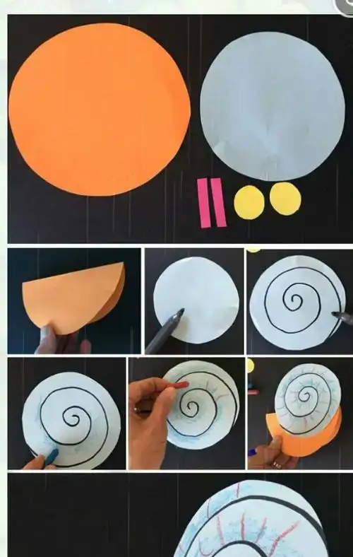 彩纸,固体胶,剪刀 制作步骤: 第一步:取出四张不同颜色的卡纸,将1号