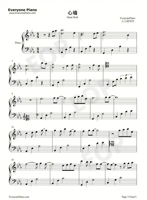 林俊杰心墙五线谱