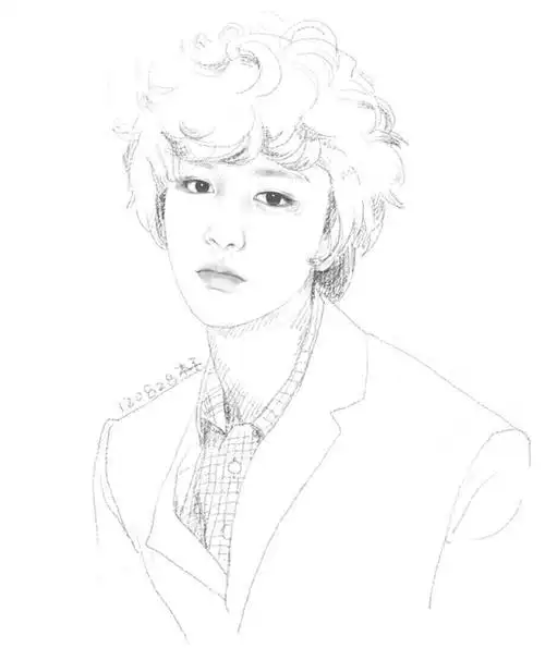 朴灿烈动漫版简笔画