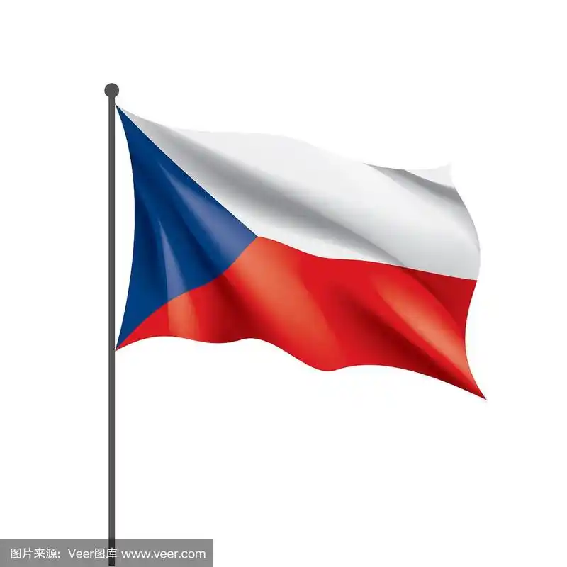 捷克国旗,矢量插图在白色的背景