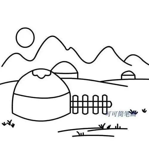 儿童简笔画草原风景
