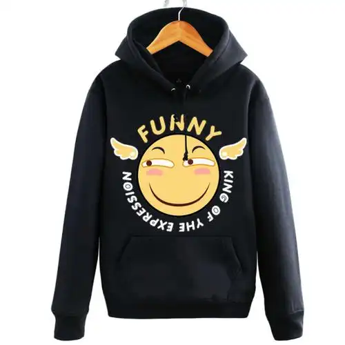 滑稽卫衣 青少年 男女 情侣 宽松 休闲 日常 连帽套头卫衣 黑色 xxl