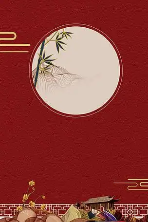 中式建筑红色背景简约风海报banner