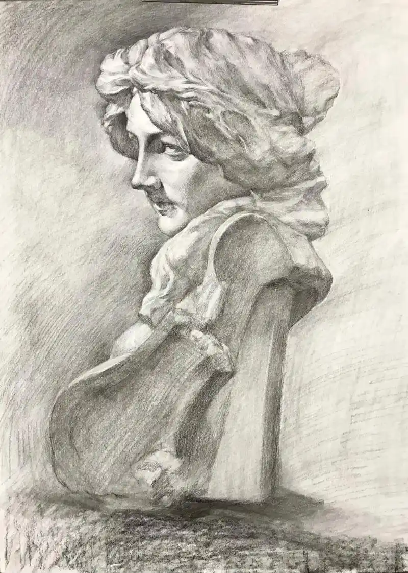 石膏像 #石膏像素描 写生琴女,画的不好轻点喷#美术生