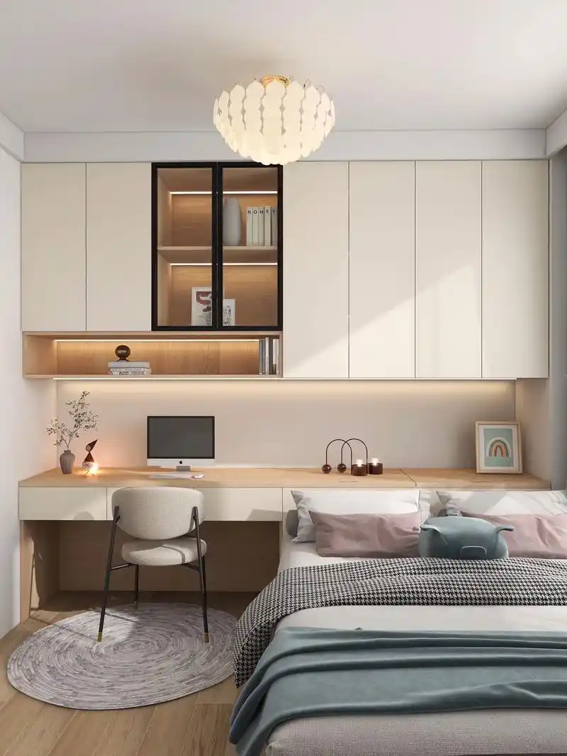 解锁小房间大功能,睡觉工作收纳三合一.简约吊柜设计 简约大气 - 抖音