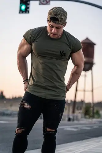 肌肉健身兄弟男夏运动休闲跑步锻炼棉弹力短袖t恤外贸光板无logo