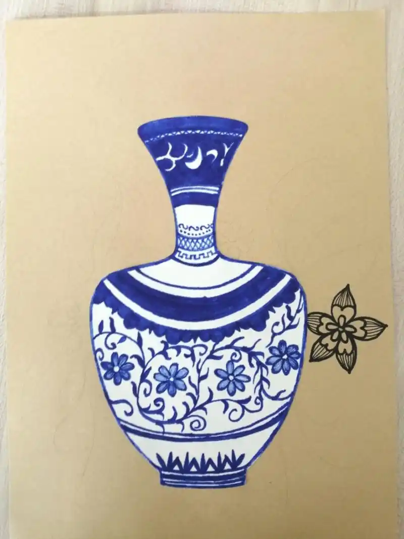 青花瓷 儿童简笔画 青花瓷