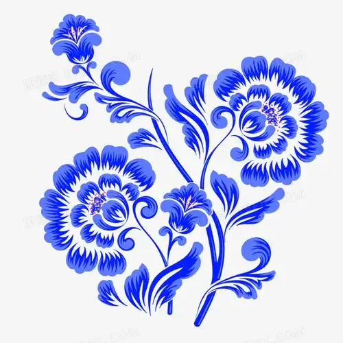 手绘中国风青花瓷免抠素材