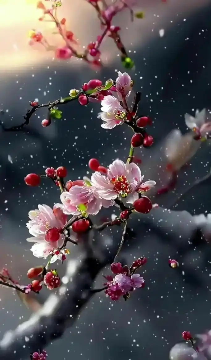 寒梅傲雪品自高,北风劲吹花枝俏.劝君耐得万般苦, - 抖音