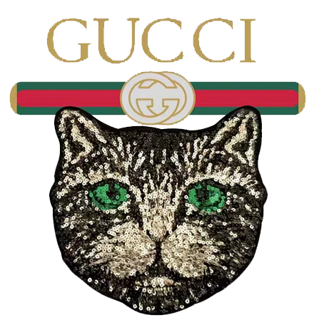 猫咪字母gucci古驰图案服装裁片t恤烫图印花花型素材