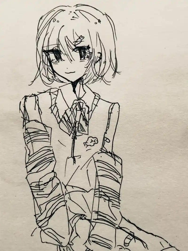 只会画左半侧脸捏#oc #草稿流 #手绘 #二次元 #画画 - 抖音