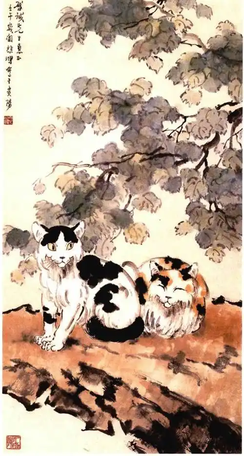 现当代名家徐悲鸿画猫作品欣赏活灵活现栩栩如生