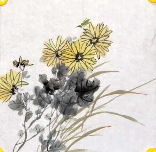 国画菊花挂画画心装饰画装饰淡雅手绘方苗纯小品国画