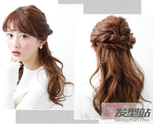 半扎发怎么扎好看 扎一半披散一半的发型教程_发型站_最新流行发型
