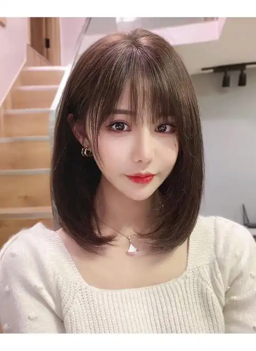 欧宝格oubaoge假发女中长发真发网红真人发丝锁骨发型自然全头套造型