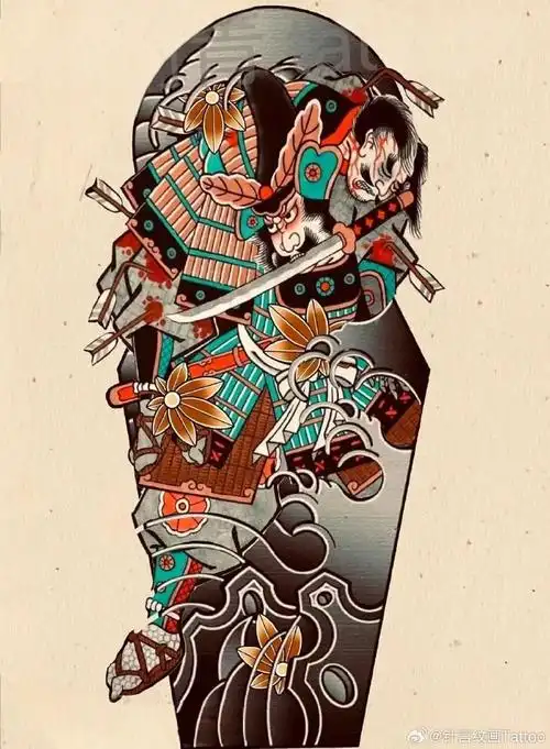 老传统纹身##日式老传统##花臂纹身##纹身手稿##纹身