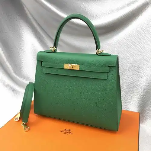 全新hermes 爱马仕 手袋 kelly 25 1l 绿色 epsom 金扣