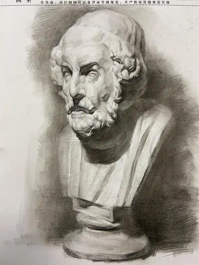 荷马石膏像完整步骤.近期课堂完整示范#石膏像 #素描 #画画 - 抖音