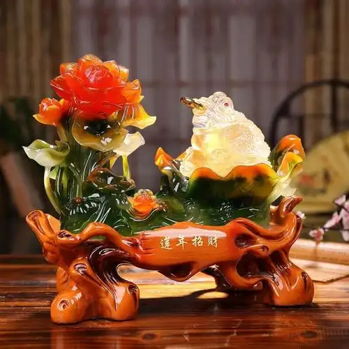连年招财金蟾摆件工艺品蟾蜍风水摆设