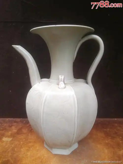 瓷器古玩收藏古董越窑执壶高古老窑礼品摆件秘色瓷精美少见五代刻花